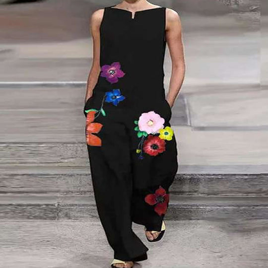 Damen Jumpsuit mit floralem Design und praktischen Taschen EB