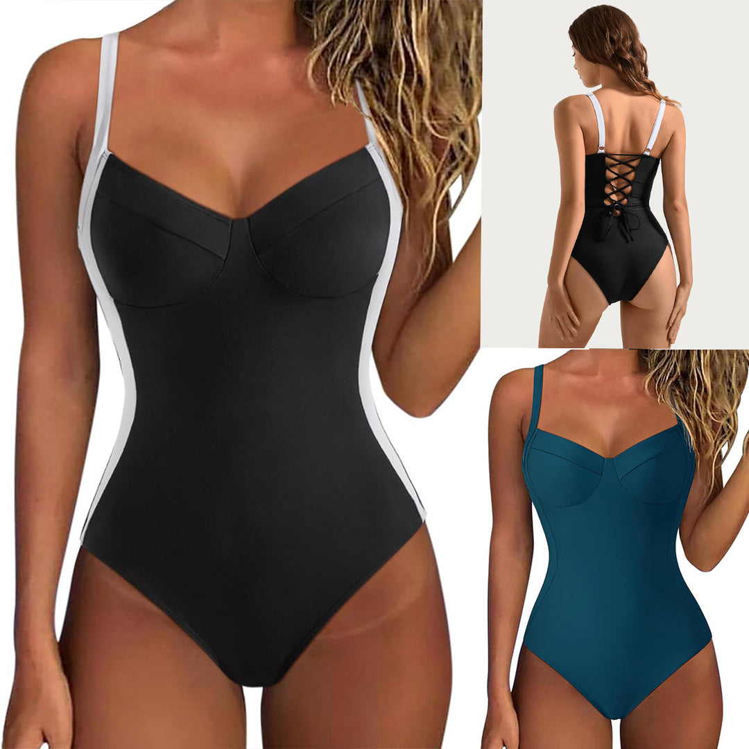 Damen Einteiliger Badeanzug mit elegantem Schnitt und verstellbaren Trägern EB