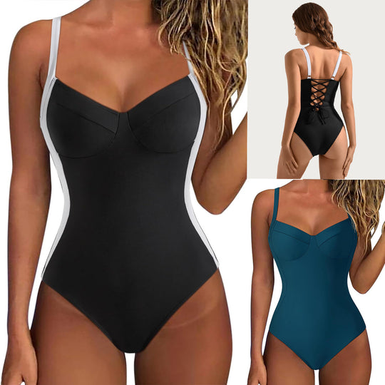 Damen Einteiliger Badeanzug mit elegantem Schnitt und verstellbaren Trägern EB