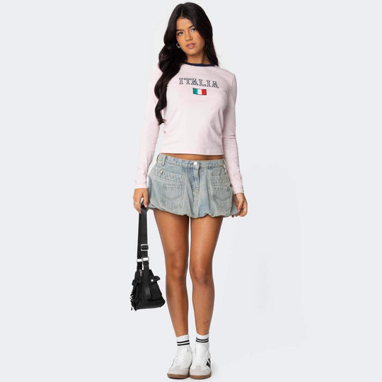 Damen Denim-Rock mit lässigen Taschen und verspieltem Schnitt EB
