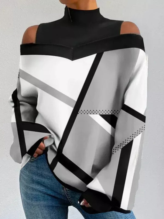 Damen Oversized Pullover mit angesagtem Grafik-Design EB