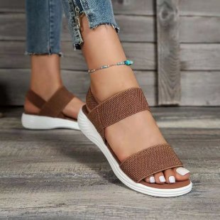 Damen Strick‑Sandalen mit elastischen Riemen und dämpfender Plateau‑Sohle EB