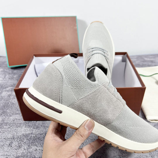 Damen Bequeme Slip-On Sneakers mit elastischer Strickoberfläche und dämpfender Sohle EB