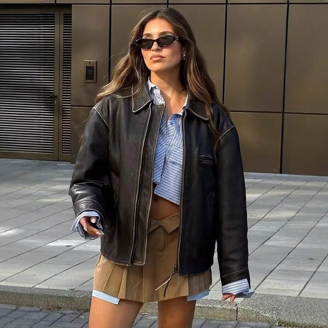 Damen cropped Hemdjacke mit strukturierten Taschen und trendigem Schnitt EB