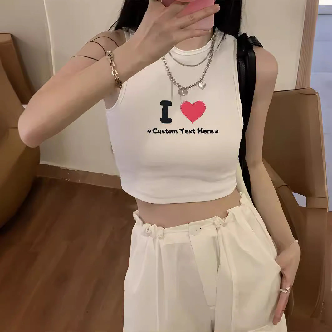 Damen Crop-Top mit auffälligem Schriftzug und körpernahem Schnitt EB