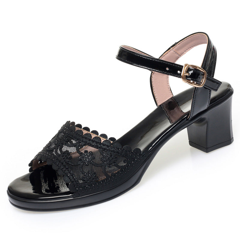 Damen Elegante Pumps mit zartem Spitzen-Design und praktischer Schnalle EB