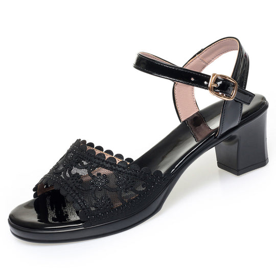 Damen Elegante Pumps mit zartem Spitzen-Design und praktischer Schnalle EB