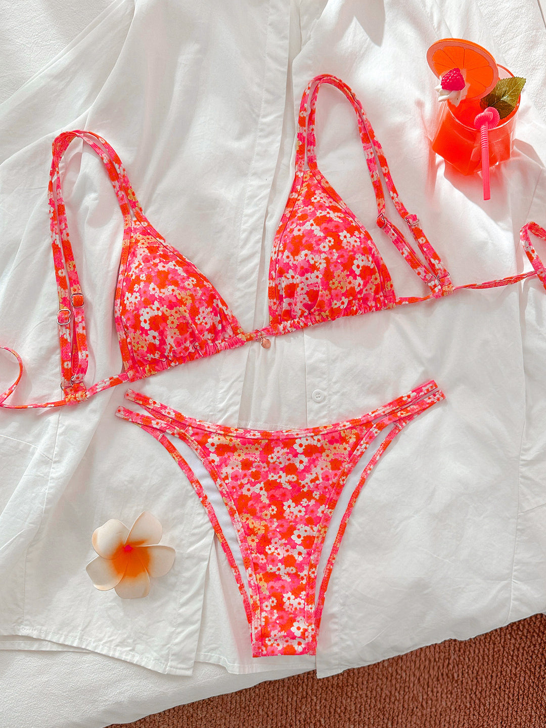 Damen Triangel-Bikini mit floralen Mustern EB