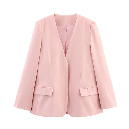 Damen modischer Blazer ohne Verschluss mit eleganter Silhouette EB