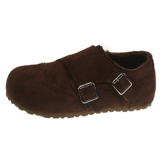 Damen komfortable Clogs aus weichem Wildleder mit modischem Schnallenverschluss EB