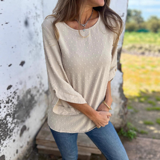 Damen lässige Bluse mit strukturiertem Stoff EB