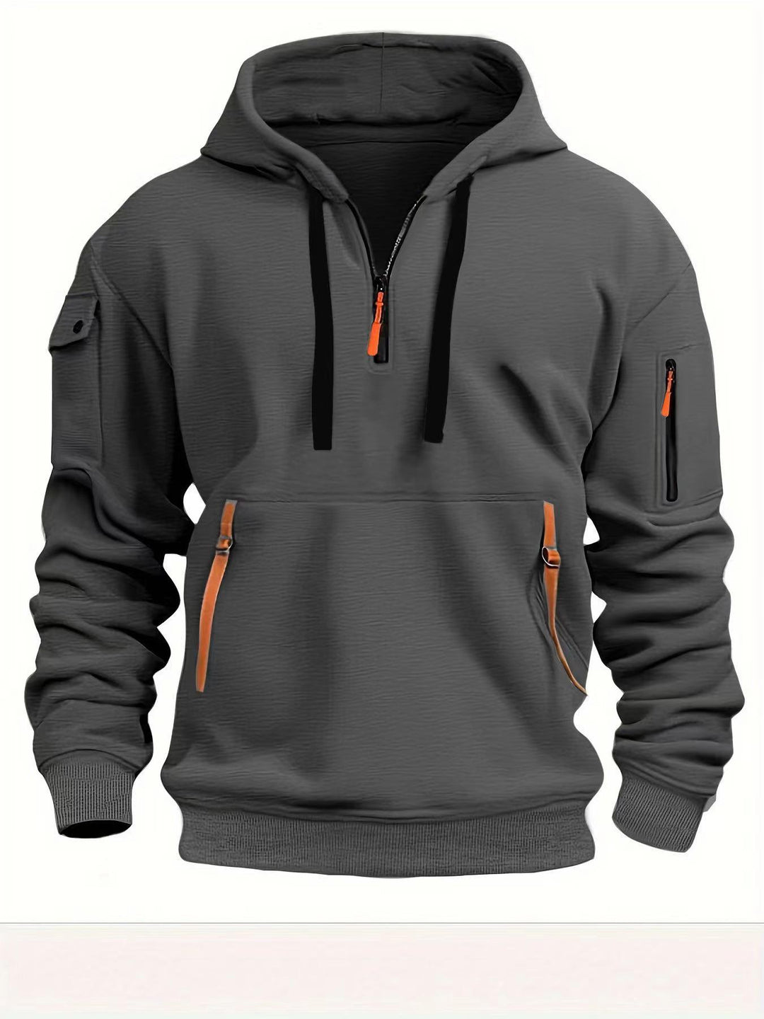 Herren Praktischer Kapuzenpullover mit seitlichem Reißverschluss und vielseitigen Taschen EB