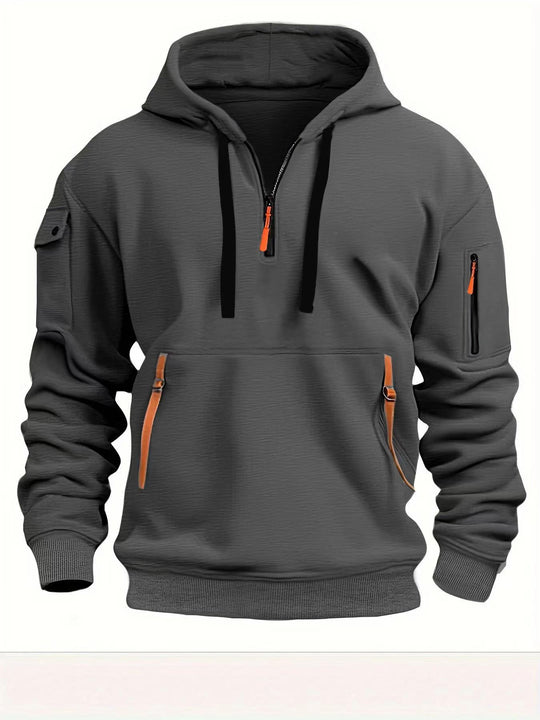 Herren Praktischer Kapuzenpullover mit seitlichem Reißverschluss und vielseitigen Taschen EB