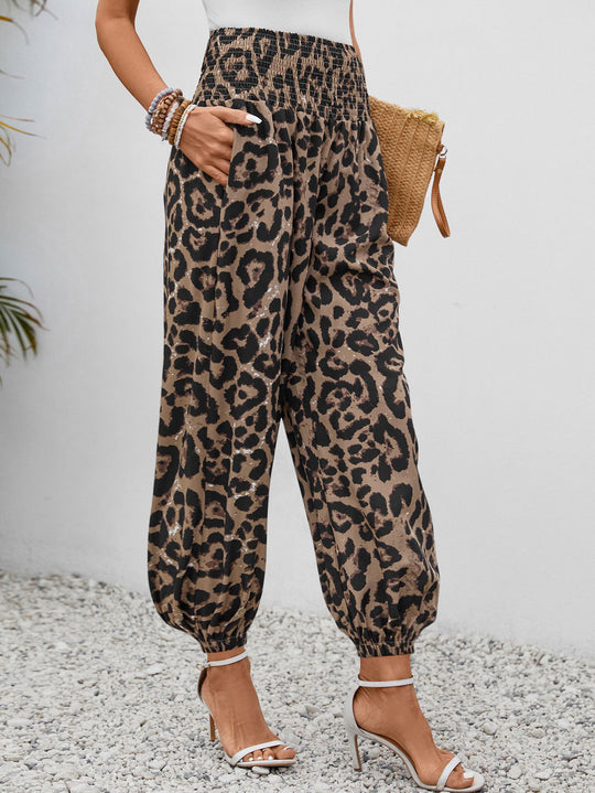 Damen weite Leopardenmuster-Hosen EB