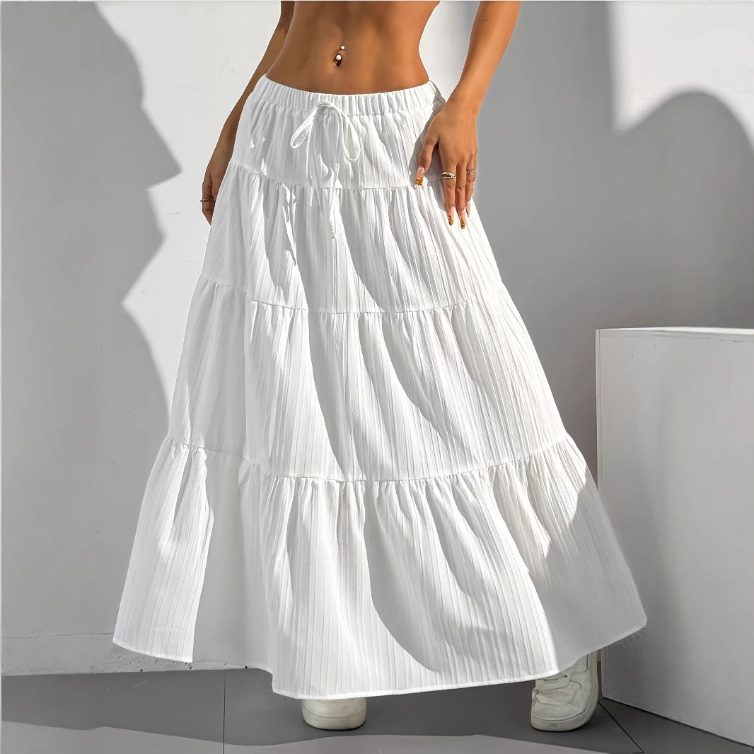 Damen Maxi-Rock mit lässigem Volant-Design und elastischem Bund EB