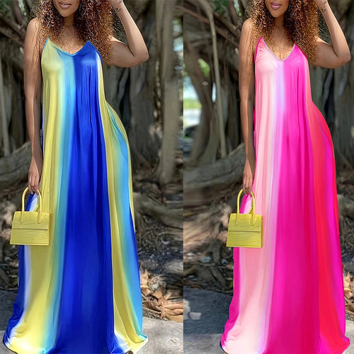 Damen Maxikleid mit schwingendem Saum und elegantem V-Ausschnitt EB