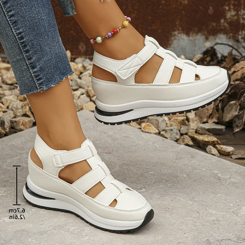 Damen Komfortable Wedge-Sandalen mit atmungsaktiven Riemen EB