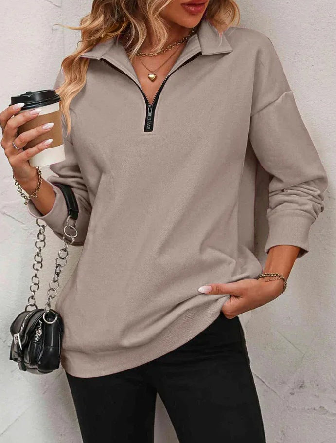 Damen Sweatshirt mit praktischer Reißverschlussöffnung und lässigem Schnitt EB
