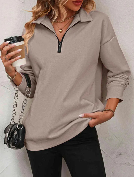 Damen Sweatshirt mit praktischer Reißverschlussöffnung und lässigem Schnitt EB