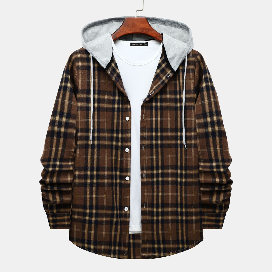 Herren Karo-Hemdjacke mit integrierter Kapuze und lässigem Design EB