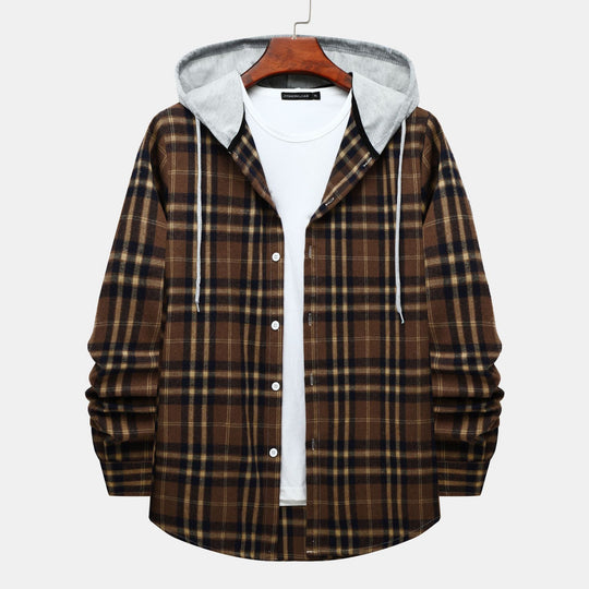 Herren Karo-Hemdjacke mit integrierter Kapuze und lässigem Design EB