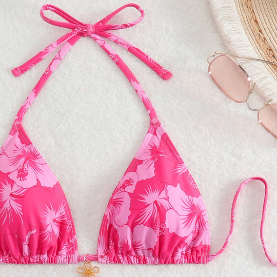 Damen Bikini-Set mit floralem Design und verstellbaren Bindebändern EB