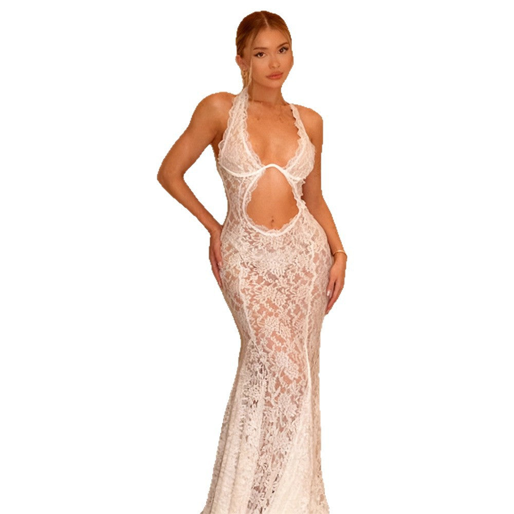 Damen Elegantes Spitzenkleid mit verführerischem Ausschnitt und traumhaftem Design EB