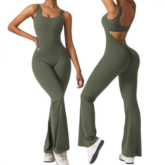 Damen Sportlicher Jumpsuit mit angeschnittenem Schnitt und trendy Cut-Outs EB
