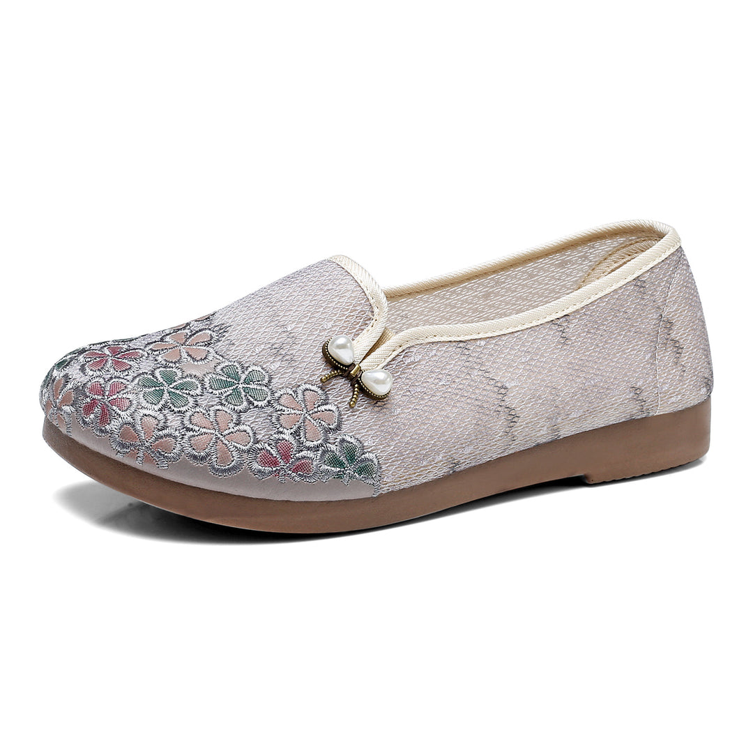 Damen Bequeme und modische Ballerinas mit feinem Blumenmuster EB