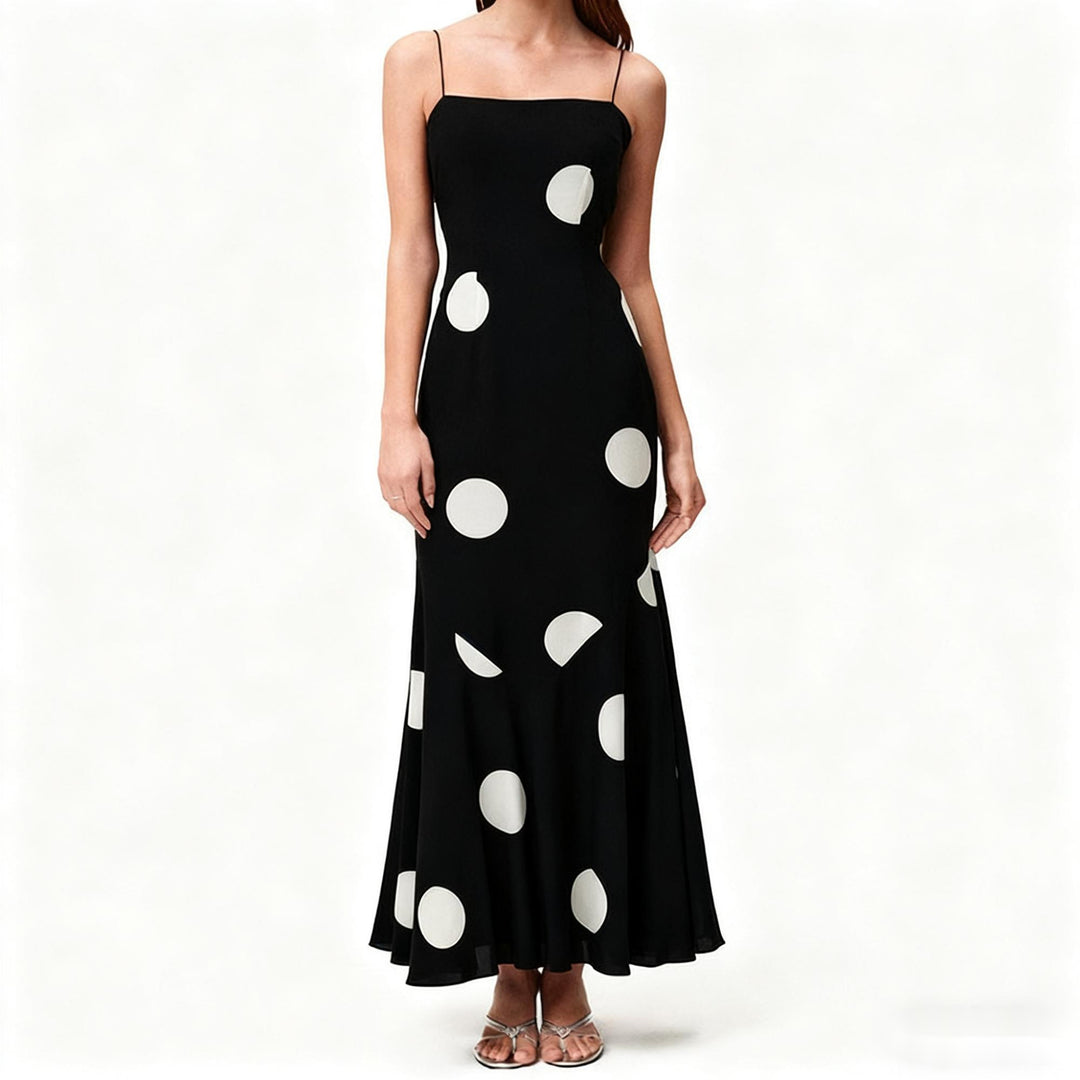 Damen Maxikleid mit elegantem Polka-Dot-Muster EB