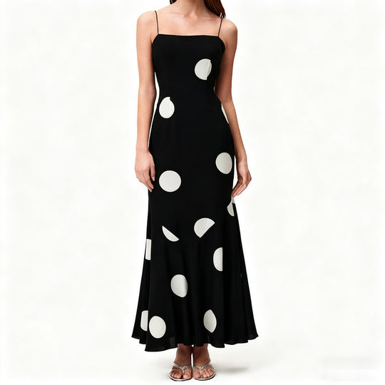 Damen Maxikleid mit elegantem Polka-Dot-Muster EB