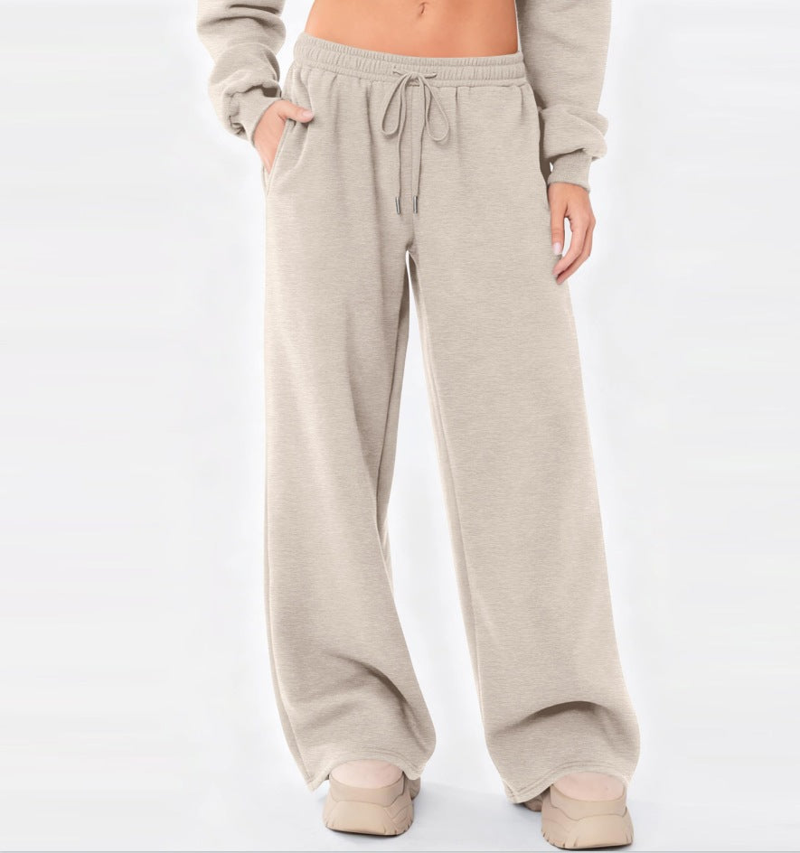 Damen nan weite Loungehose mit hohem Komfortbund, elastischem Tunnelzug und seitlichen Eingrifftaschen EB