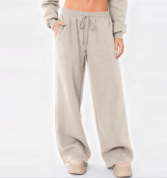 Damen nan weite Loungehose mit hohem Komfortbund, elastischem Tunnelzug und seitlichen Eingrifftaschen EB