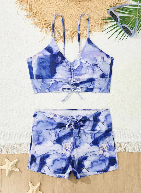 Damen Bikini mit floralem Rüschendesign und verstellbaren Trägern EB