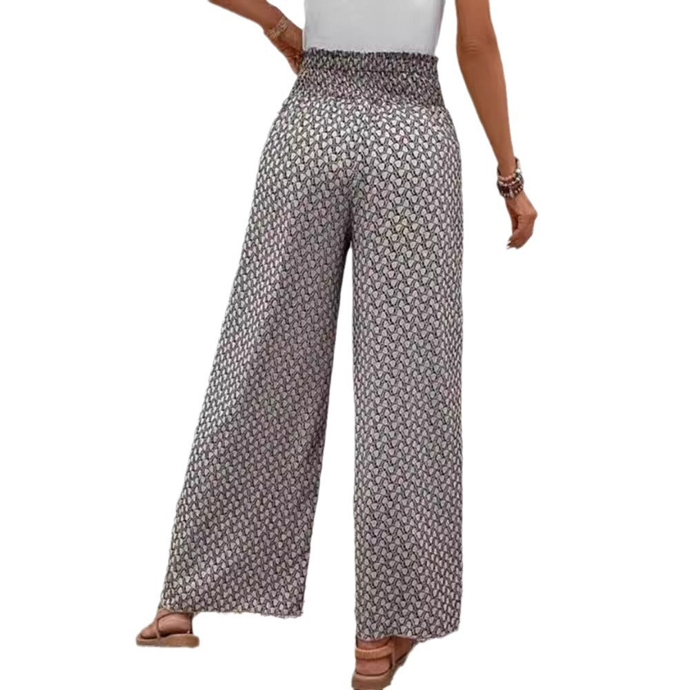 Damen Weite Palazzo-Hose mit elastischem Bund und grafischem Muster Heidi-Mode