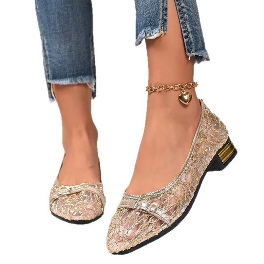 Damen Ballerina mit funkelnder Spitze und modischem Akzent EB