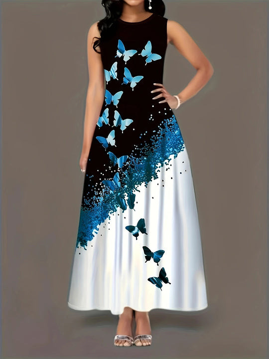 Damen Maxikleid mit floralem Motiv und praktischen Taschen EB
