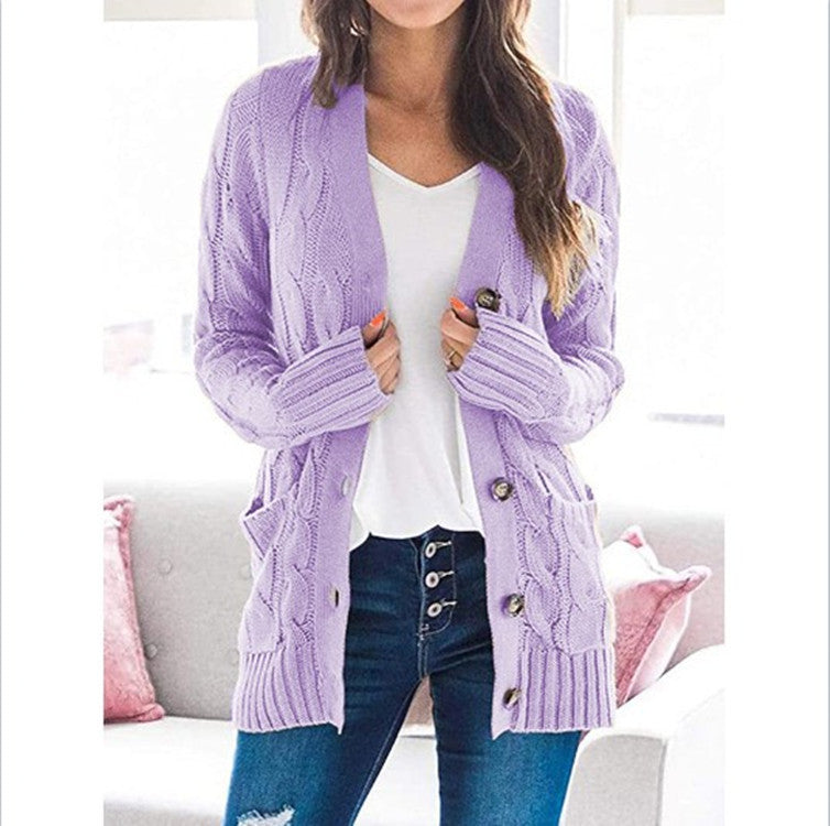 Damen Grobstrickjacke mit eleganten Knopfdetails und lässigem Schnitt EB