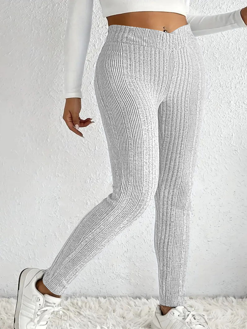 Damen Hochwertige Strickleggings im eleganten Rippmuster EB