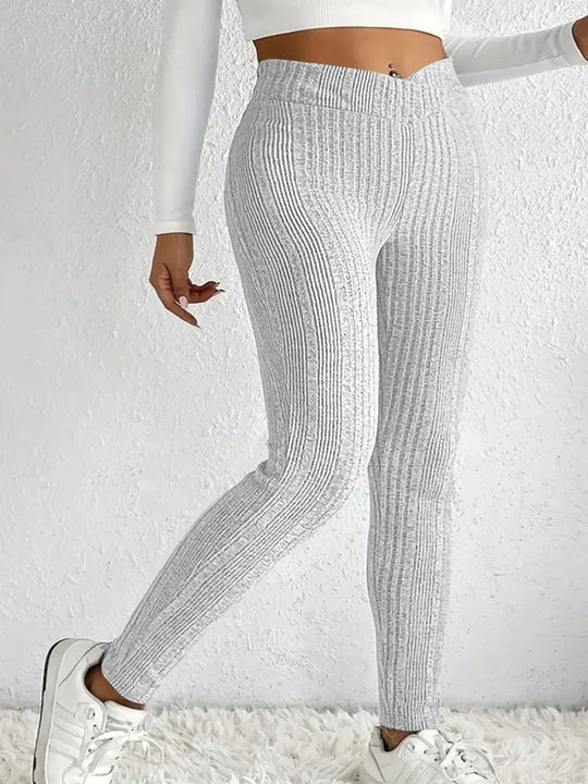 Damen Hochwertige Strickleggings im eleganten Rippmuster EB