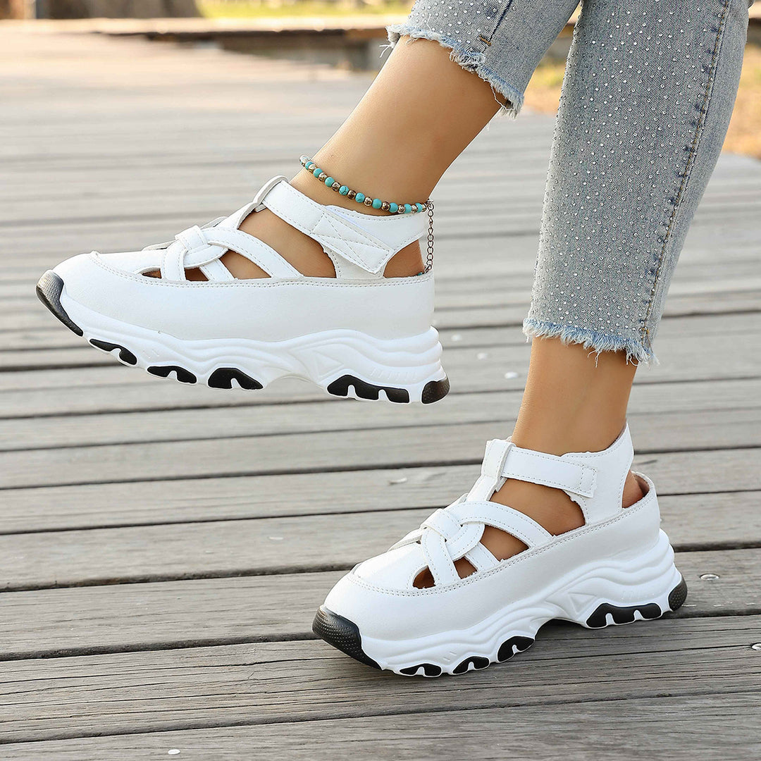Damen Sportliche Sneaker-Sandalen mit elastischen Riemen und rutschfester Sohle EB