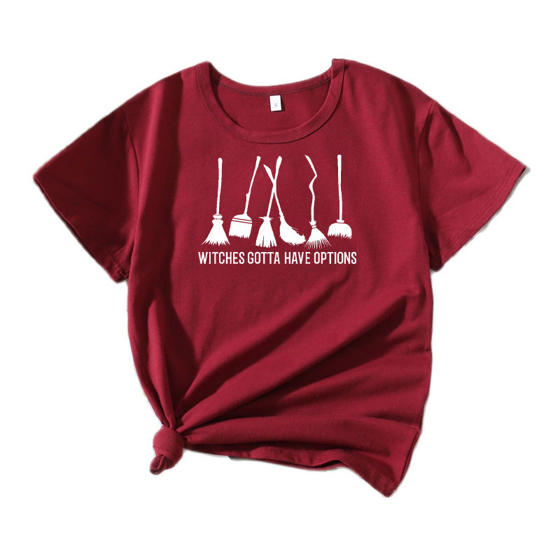 Frauen Grafik Besenstiel Humor T-Shirt Heidi-Mode
