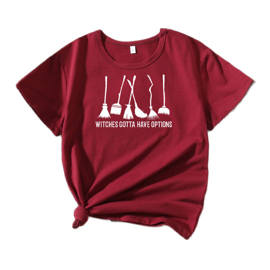Frauen Grafik Besenstiel Humor T-Shirt Heidi-Mode