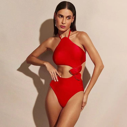 Damen Bikini-Set mit modischem Cut-Out-Design und eleganter Blumenstraße EB