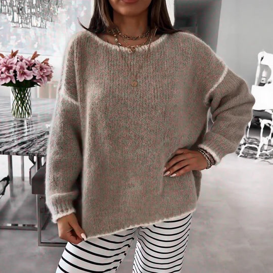 Damen Übergroßer Strickpullover mit luftigen Ärmeln EB