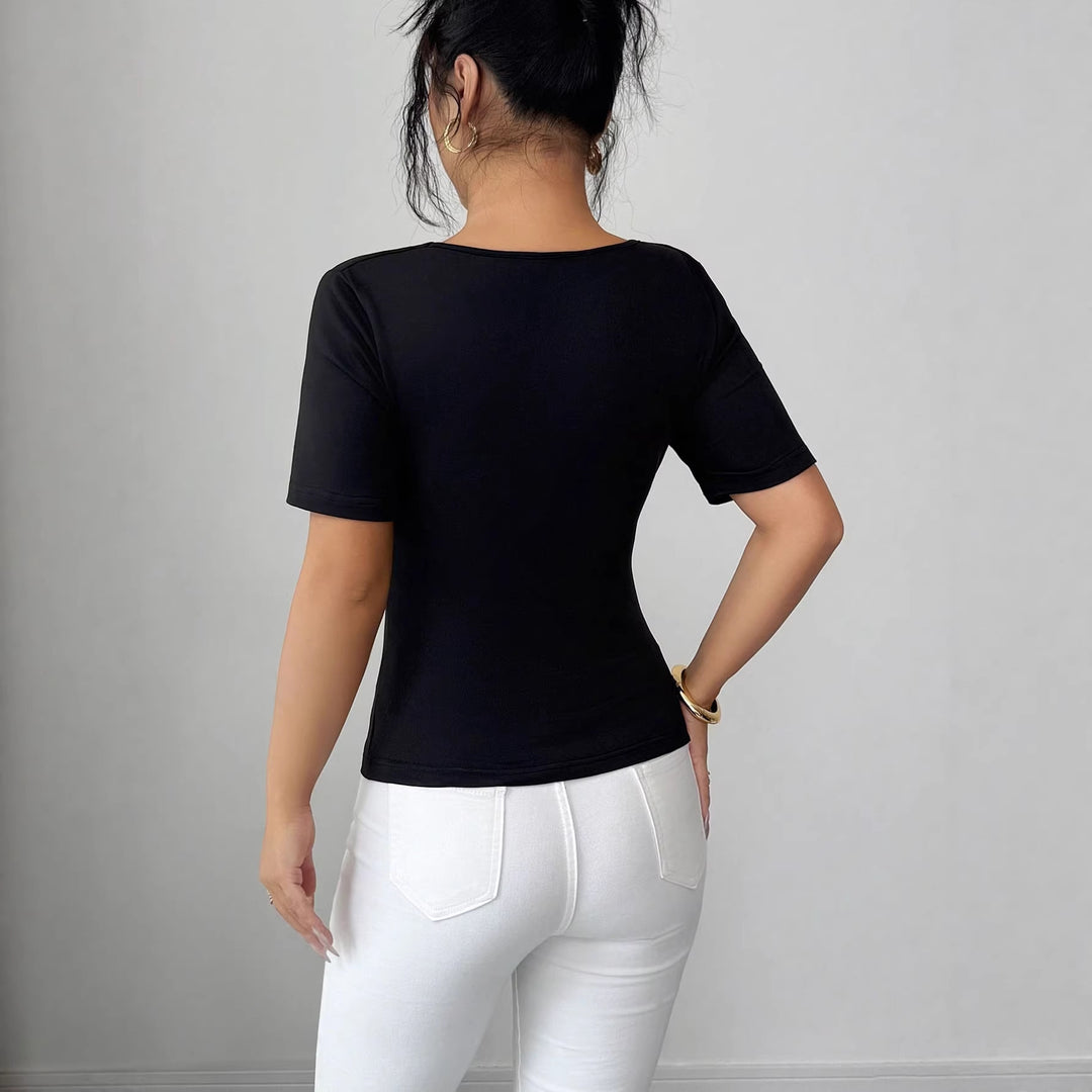 Damen nan drapiertes Cropped-Top mit herzförmiger Zierschließe und Cut-Out EB