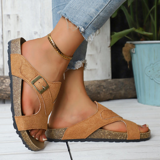 Damen Komfortable Sandalen mit modischer Riemchenführung und anatomischem Fußbett EB
