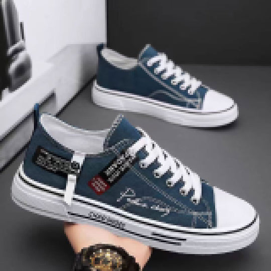Damen lässige Sneakers aus hochwertigem Denim mit praktischem Reißverschluss EB