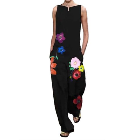 Damen Jumpsuit mit floralem Design und praktischen Taschen EB
