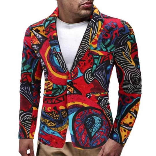 Herren modische Blazer mit buntem grafischem Design EB